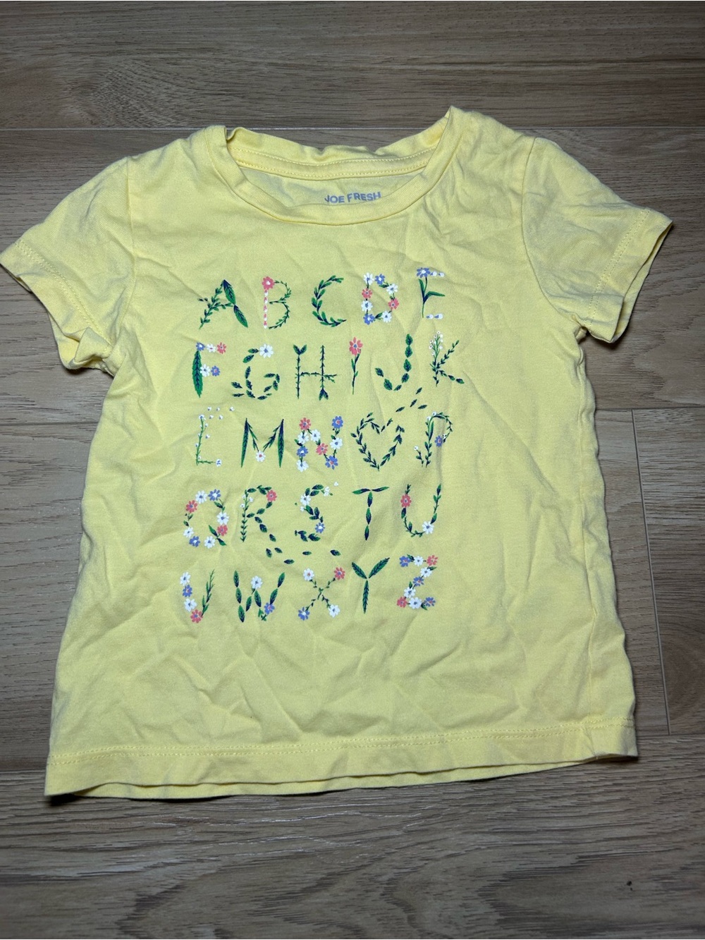 Joe Fresh Yellow Floral Alphabet Short Sleeve Tee